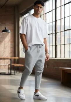 Pantaloni de trening cargo  gri  conici k543 imagine