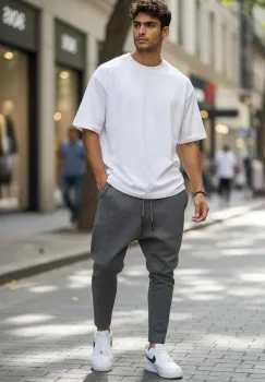 Pantaloni de trening cargo  gri  conici k544 imagine