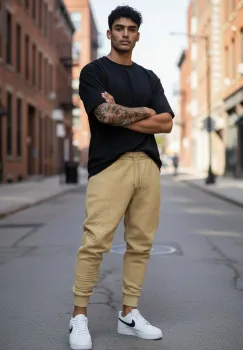 Pantaloni de trening cargo  maro   conici K041 imagine