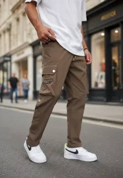 Pantaloni de trening cargo  maro  conici Y142 P18-5.3 imagine