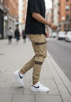 Pantaloni de trening cargo  maro  conici Y201 P20-4.1 imagine