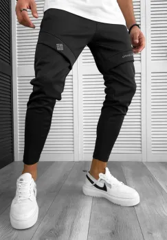 Pantaloni de trening conici negri 12967 P19-1.1 imagine