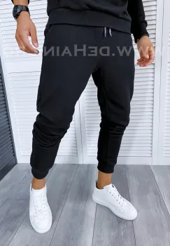 Pantaloni de trening conici negri 7191 O1-4.2 imagine