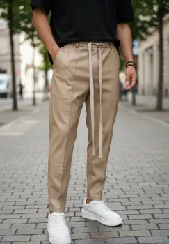 Pantaloni de trening crem conici 2648 imagine