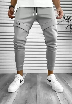 Pantaloni de trening gri conici 10236 imagine