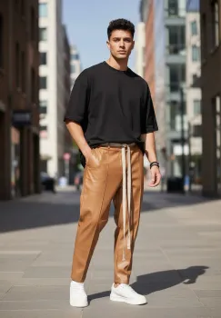 Pantaloni de trening maro conici 2648 imagine