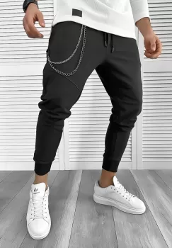 Pantaloni de trening negri conici 10141 imagine