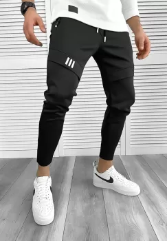 Pantaloni de trening negri conici 10230 imagine