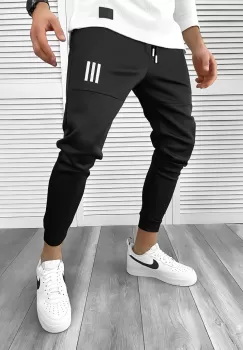 Pantaloni de trening negri conici 10231 imagine