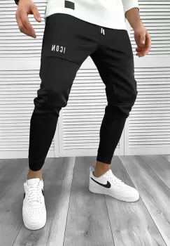 Pantaloni de trening negri conici 10235 imagine
