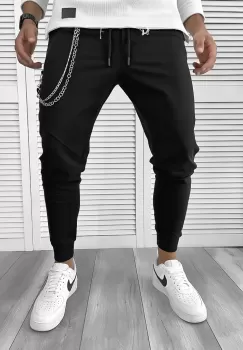 Pantaloni de trening negri conici 12111 imagine