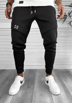 Pantaloni de trening negri conici 12180 105-3 imagine