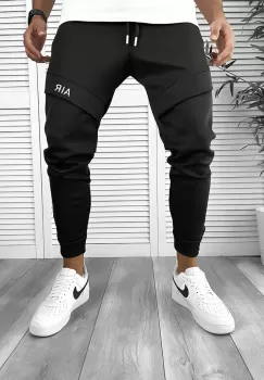 Pantaloni de trening negri conici 12360 imagine