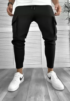 Pantaloni de trening negri conici 12372 imagine