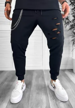 Pantaloni de trening negri conici 13039 O4-1.2* imagine