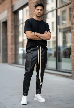 Pantaloni de trening negri conici 2648 imagine