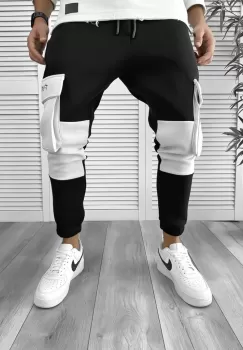 Pantaloni de trening negri conici K211 imagine