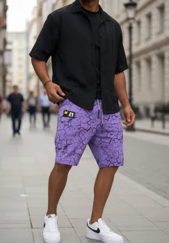 Pantaloni de trening scurti mov y050 imagine