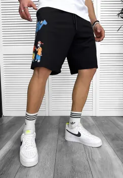 Pantaloni de trening scurti  negri  cu imprimeu Y240  N6-3.3 imagine
