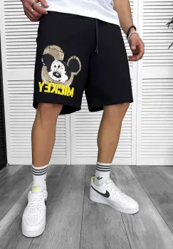 Pantaloni de trening scurti negri   cu imprimeu Y241 O2-2.3 imagine