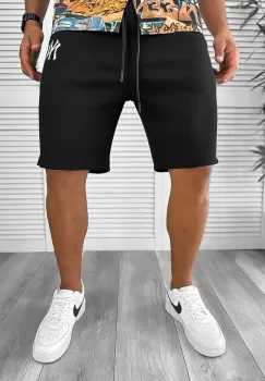 Pantaloni de trening scurti negri L4453 imagine
