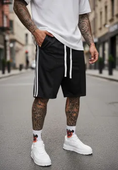 Pantaloni de trening scurti negri P100 82-2 imagine