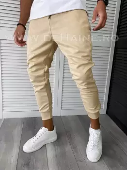 Pantaloni de trening slim fit bej B6236 X imagine