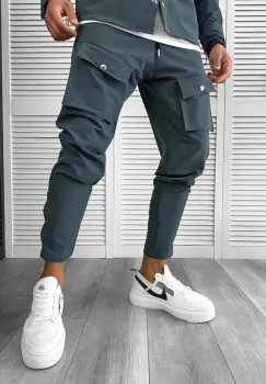 Pantaloni de trening slim fit verde inchis 6050 N8-3.1 imagine