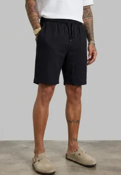 Pantaloni scurti din in  lejeri  negri BG8005 imagine