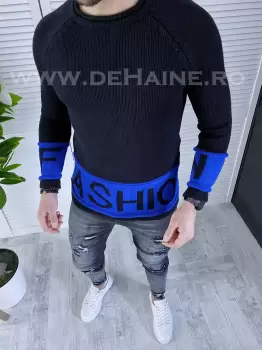 Pulover barbati gros bleumarin slim fit T3580 I18-6 imagine