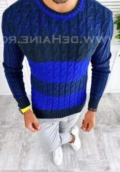 Pulover barbati gros slim fit bleumarin T3565. 81-4.1 imagine
