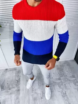 Pulover barbati gros slim fit bleumarin T3574 96-2 imagine