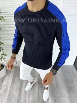 Pulover barbati gros slim fit bleumarin T3586 89-5 imagine