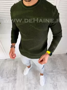 Pulover barbati gros slim fit kaki T3617 87-5 imagine