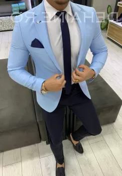 Sacou barbati bleu slim fit ZR A4072 44-3 E~ imagine