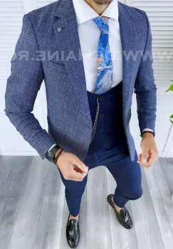 Sacou barbati  bleumarin slim fit B5317 P19-1.1 imagine