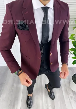 Sacou barbati grena slim fit B5000 O3-5.2 imagine
