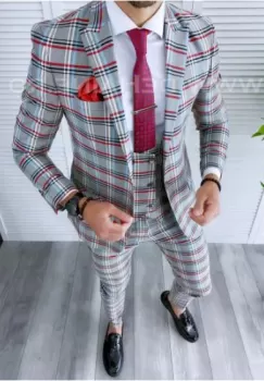 Sacou barbati in carouri slim fit 11937 266-3 imagine
