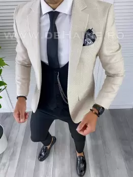 Sacou barbati in carouri slim fit B5006 69-2 E imagine
