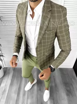 Sacou barbati in carouri slim fit B5019 85-2 100A-2 E imagine