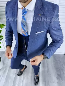 Sacou barbati in carouri slim fit B5596 70-1 E imagine