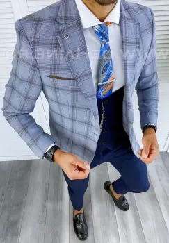 Sacou barbati in carouri slim fit B5597 E 72-5 ~ imagine