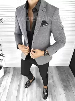 Sacou barbati slim fit gri B8328 67-4 E imagine