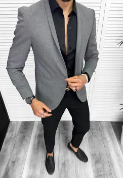 Sacou barbati slim fit gri CK023 imagine