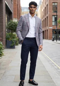 Sacou barbati slim fit in carouri b1181 imagine