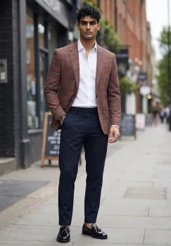 Sacou barbati slim fit in carouri b1265 P19-1.1 imagine