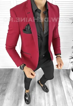 Sacou barbati slim fit rosu B8301 P18-3.2 imagine
