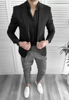 Tinuta barbati smart casual Pantaloni + Camasa + Sacou 10096 imagine