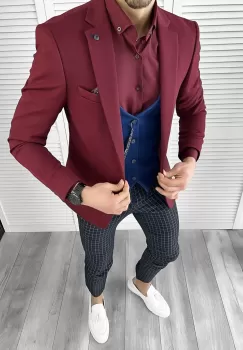 Tinuta barbati smart casual Pantaloni + Camasa + Sacou+Vesta 10454 imagine