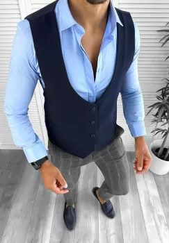 Tinuta barbati smart casual Pantaloni + Camasa+Vesta 12668 imagine